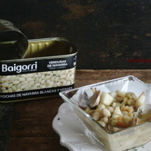 receta exprés de pochas en conserva BAIGORRI, con sepia y almejas